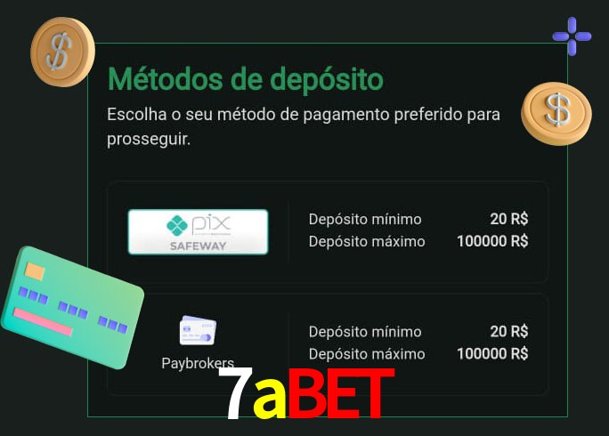 O cassino 7abet oferece uma grande variedade de métodos de pagamento
